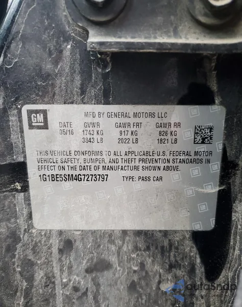 2016 Chevrolet Cruze Lt from USA, damaged, VIN 1G1BE5SM4G7273797